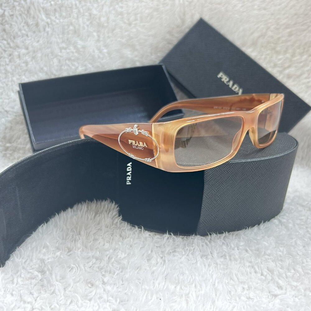Prada Amber Tinted Rectangular Sunglasses